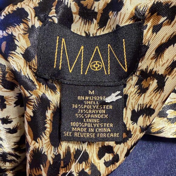 Iman Global Chic Navy & Leopard Print Blazer | Size M / Medium | NWT | Cheetah - Picture 5 of 7